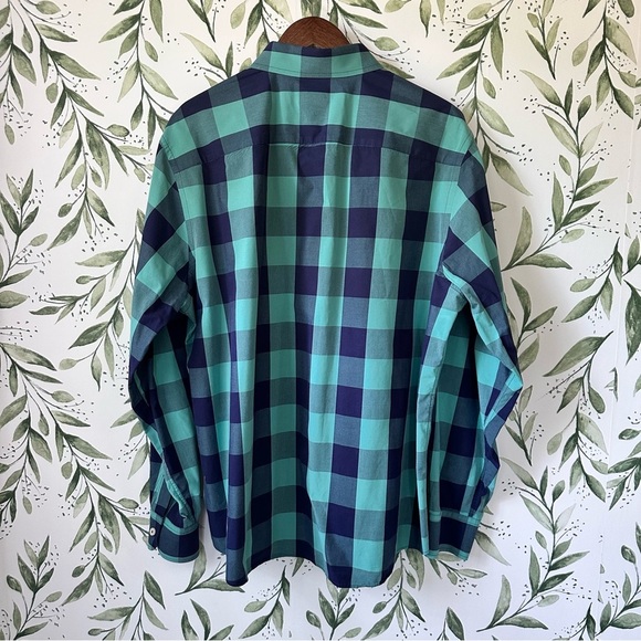 Untuckit Cotton Button Down Shirt. XXL. Navy/Green. - Picture 7 of 7